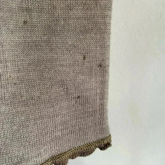 St. John Collection Embellished Ruffle Trim Striped Crew Neck Brown Sweater M - Picture 9 of 14